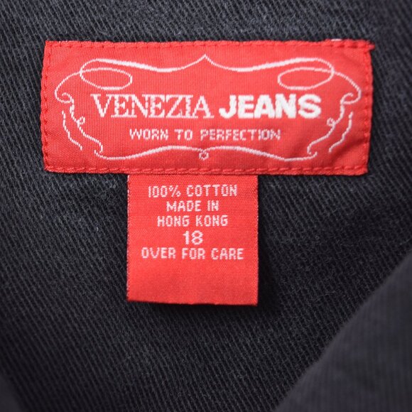 Venezia Jeans Denim Dress Women 18 Black Button Up Y2K LBD Goth Punk Rock Hippie - Picture 4 of 11